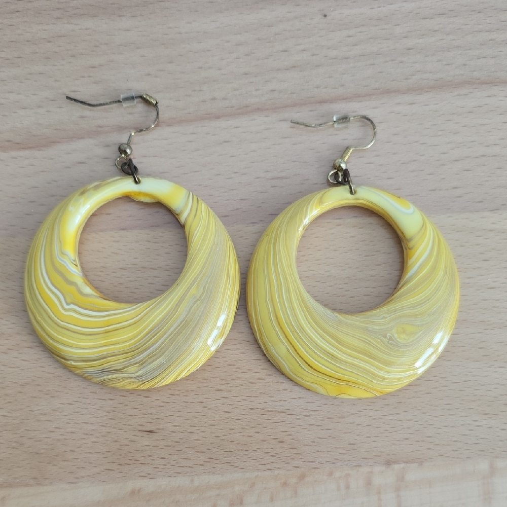 Yellow Swirl Hoop Earrings